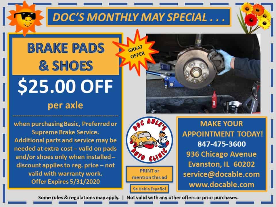 View Our Specials & Coupons at Doc Able's Auto Clinic - Expires 05 31 2020 1 Auto Car Repair Docable.com Evanston Skokie Rogers Park LincolnwooD Wilmette Winnetka